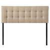King size Beige Fabric Upholstered Headboard with Modern Tufting
