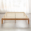 King size Solid Wood Platform Bed Frame in Natural Wooden Finish