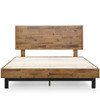 King Solid Wood Modern Platform Bed Frame with Adjustable Height Headboard