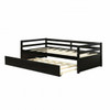 Twin/Twin Dorm Style Trundle Daybed Platform Bed Frame in Espresso