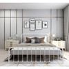 King White Metal Platform Bed Frame with Rounded Corners Headboard Footboard