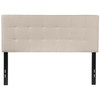 Full size Beige Taupe Fabric Box-Stitch Upholstered Headboard