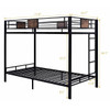 Twin over Twin Heavy Duty Metal Bunk Bed in Black with Side Ladder