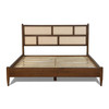 King Size Hardwood Platform Bed Frame with Cane Paneling Headboard in Walnut
