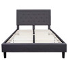 Queen size Dark Gray Fabric Upholstered Platform Bed Frame with Headboard