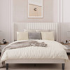 Queen size White Velvet Upholstered Platform Bed Frame with Wingback Headboard