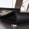 King Modern Black Upholstered Platform Bed Frame with Sleigh Curved Headboard