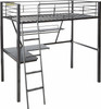 79" X 42" X 72" Silver And Black Metal Tube Loft Bed With Desk
