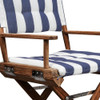 23" Blue and White and Natural Wood Solid Wood Indoor Outdoor Director Chair with Blue and White Cu