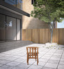 20" Ivory and Natural Wood Solid Wood Indoor Outdoor Director Chair with Ivory Cushion