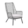 26" Gray and Black Steel Indoor Outdoor Dining Chair with Gray Cushion