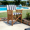 20" Blue and White and Natural Wood Solid Wood Indoor Outdoor Director Chair with Blue and White Cu