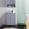 Gray Wood 2-Door Freestanding Bathroom Floor Cabinet Kitchen Storage Cupboard