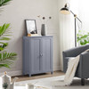 Gray Wood 2-Door Freestanding Bathroom Floor Cabinet Kitchen Storage Cupboard