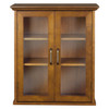 Oak Finish Bathroom Wall Cabinet with Glass  2-Doors & Shelves