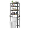 Over the Toilet Bathroom Storage Industrial Metal Wood Shelving Unit Black
