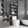 Over the Toilet Bathroom Storage Industrial Metal Wood Shelving Unit Black