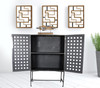 48" Dark Gray Solid Wood and Metal Holey Two Door Accent Chest