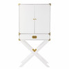 30" White Corner Display Stand With One Shelf And One Drawer