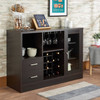 47" Espresso Solid Wood Frame With Five Shelves And Two Drawers