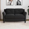 Modern Upholstered Loveseat Sofa in Black Microfiber with Button Tufted Cushions