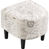 Letter Print French Upholstered Barrel Chair and Ottoman Set