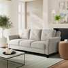 Modern 3-Seater Upholstered Sofa in Cream Microfiber with Button Tufted Cushions