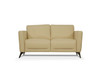 59" Cream And Silver Leather Loveseat