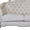 66" Two Tone Ivory And Pearl Velvet Loveseat and Toss Pillows