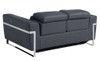 65" Gray And Silver Italian Leather Power Reclining Loveseat