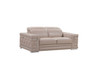 71" Beige And Silver Genuine Leather Love Seat