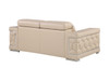 71" Beige And Silver Genuine Leather Loveseat
