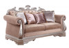 80" Champagne Velour Loveseat and Toss Pillows