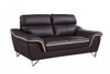 69" Brown And Silver Faux Leather Love Seat