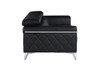 70" Black And Silver Metallic Top Grain Leather Loveseat