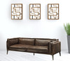 71" Chocolate And Silver Top Grain Leather Loveseat