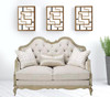 70" Silver And Platinum Faux Leather Loveseat and Toss Pillows