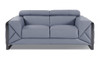 75" Light Blue And Black Italian Leather Loveseat