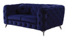 72" Blue And Silver Velvet Loveseat