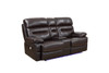 78" Brown Faux Leather Power Reclining Love Seat With Storage