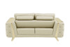 72" Beige And Gold Genuine Leather Loveseat