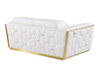 70" White And Silver Italian Leather Loveseat