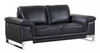 73" Black And Silver Genuine Leather Love Seat