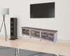 93" Gray and Ivory Solid Wood Cabinet Enclosed Storage Distressed TV Stand