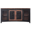 68" Black Solid Wood Cabinet Enclosed Storage Distressed TV Stand