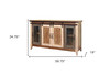 60" Brown Solid Wood Cabinet Enclosed Storage Distressed TV Stand