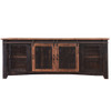 79" Black Solid Wood Cabinet Enclosed Storage Distressed TV Stand