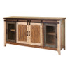 70" Brown Solid Wood Cabinet Enclosed Storage Distressed TV Stand