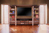 61" Brown Solid Wood Cabinet Enclosed Storage Distressed TV Stand