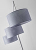 91" Black Three Light Tree Floor Lamp With Gray Solid Color Drum Shade